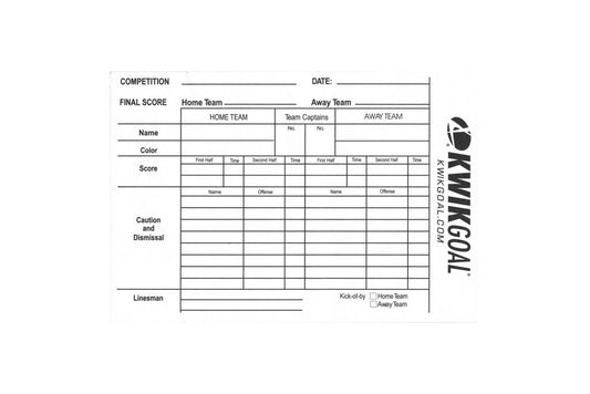 KWIK GOAL Referee Score Sheets - 15B1301